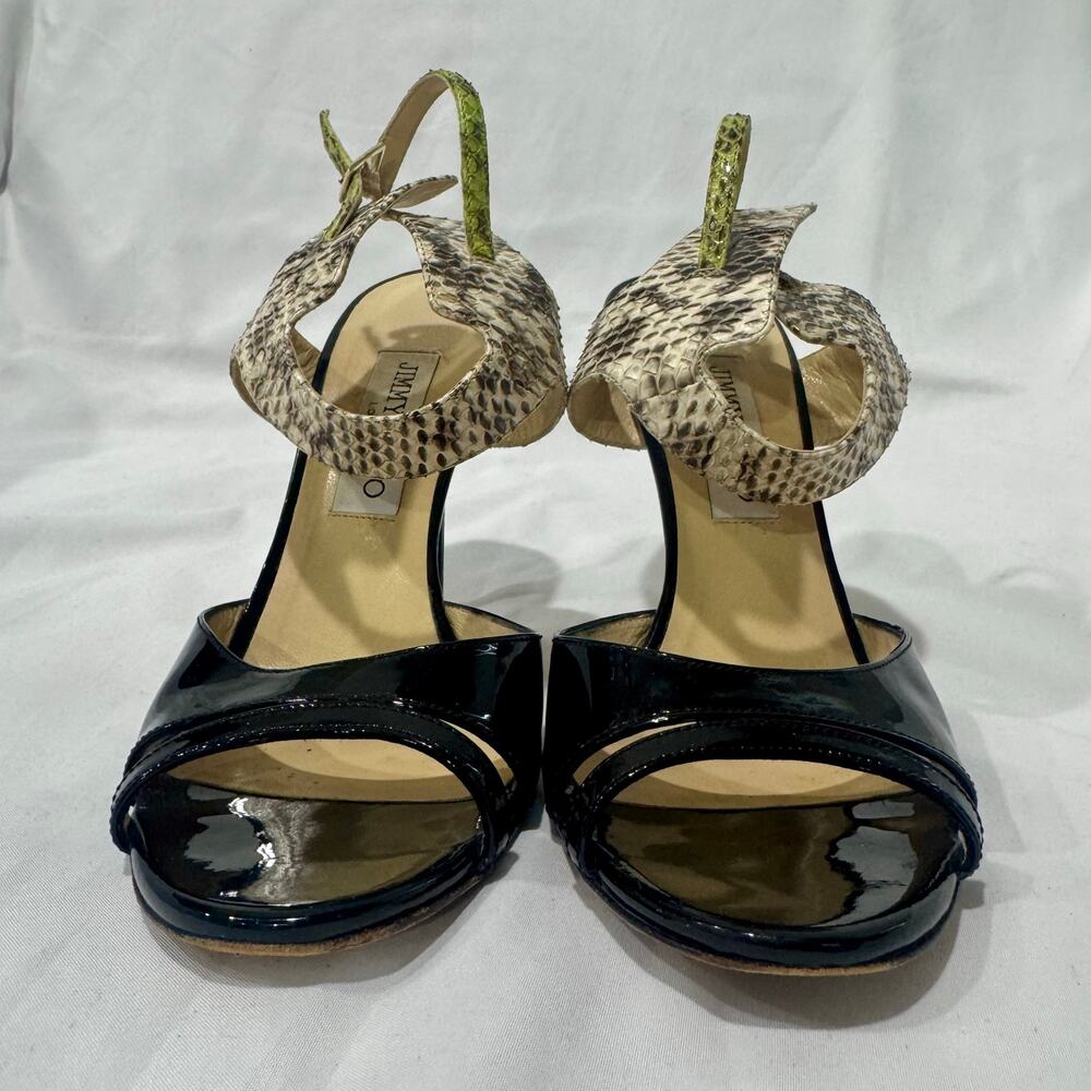 Jimmy Choo Python Snakeskin Patent Leather Ankle Strap Heels EU 39 - Picture 2 of 10